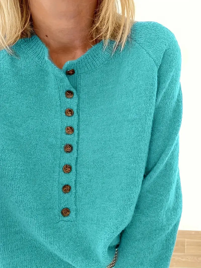 Zachte gebreide turquoise trui