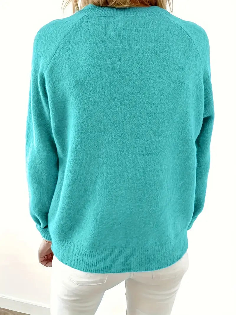 Zachte gebreide turquoise trui